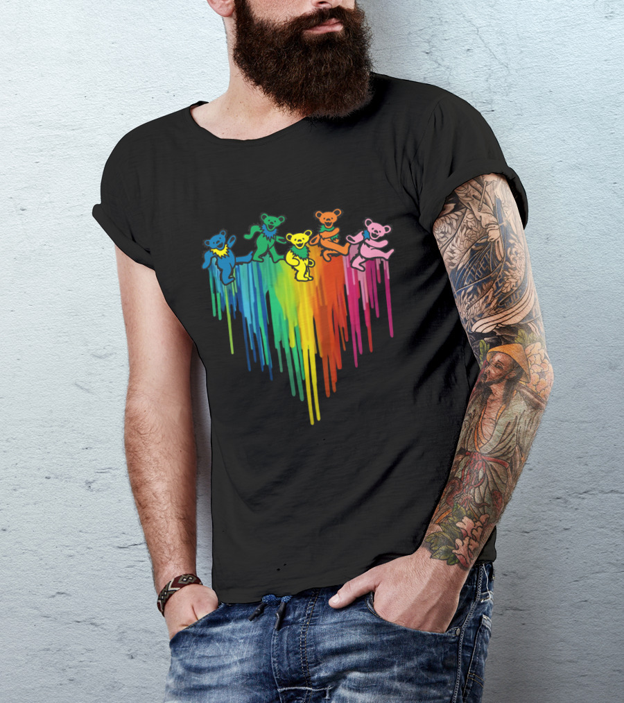 Grateful Dead Dancing Bear Rainbow Drip T-Shirt