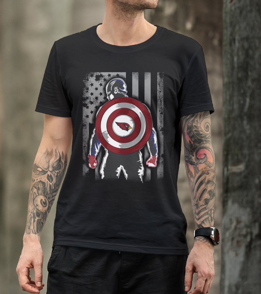 Arizona Cardinals NFL Captain America Shield American Flag T-Shirt