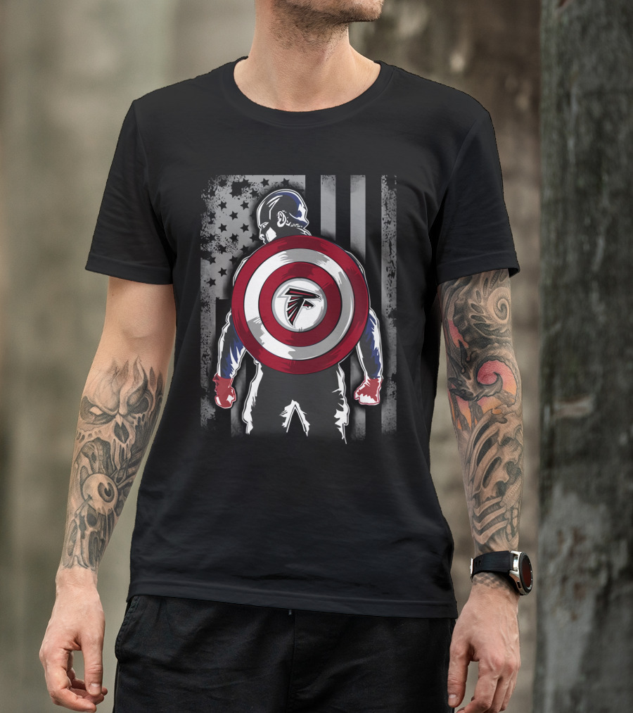 Atlanta Falcons Captain America Shield American Flag T-Shirt