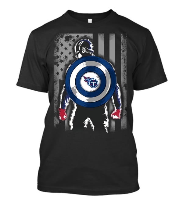 Tennessee Titans Captain America Shield American Flag T-Shirt