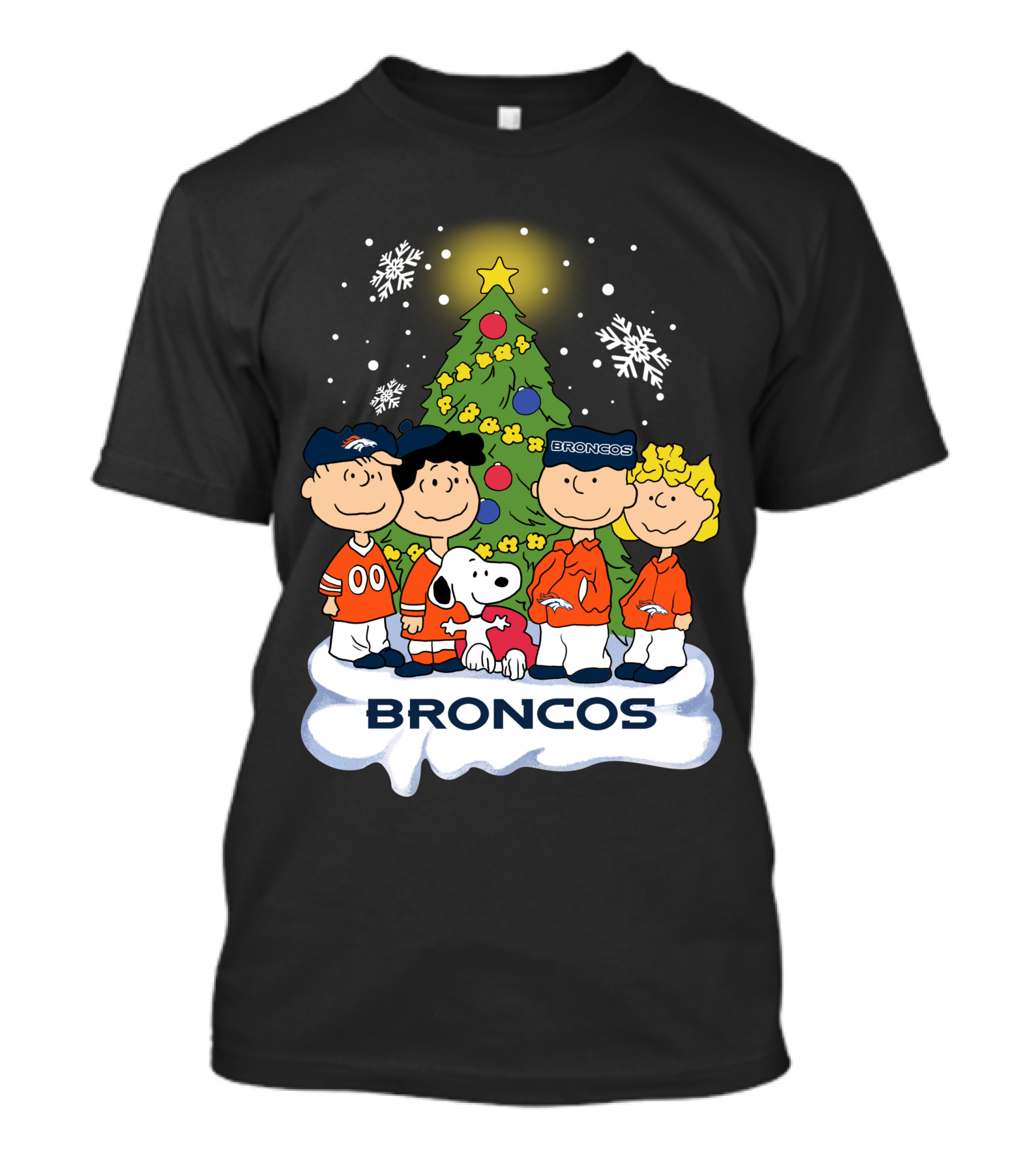 Broncos Christmas Snoopy And Peanuts Characters Holiday T-Shirt