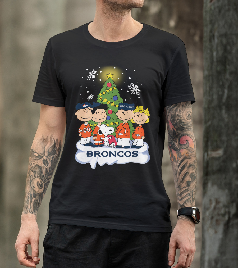 Broncos Christmas Snoopy And Peanuts Characters Holiday T-Shirt