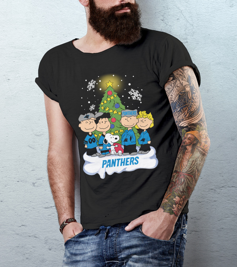 Panthers Snoopy Christmas Peanuts Characters T-Shirt