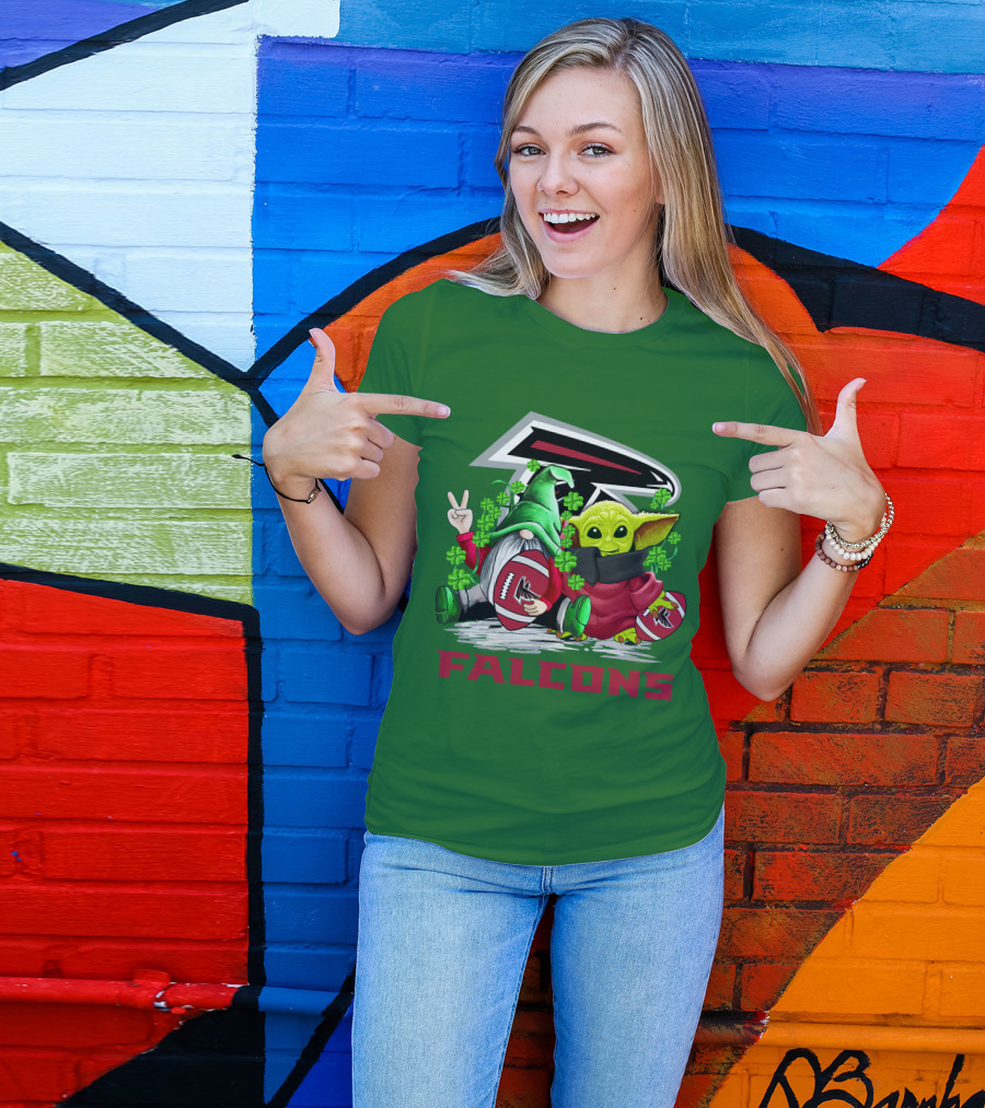 Atlanta Falcons St. Patrick's Day Football Gnome And Baby Alien T-Shirt