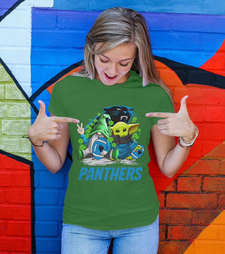 Panthers St. Patrick’s Day Football Gnome And Baby Alien T-Shirt