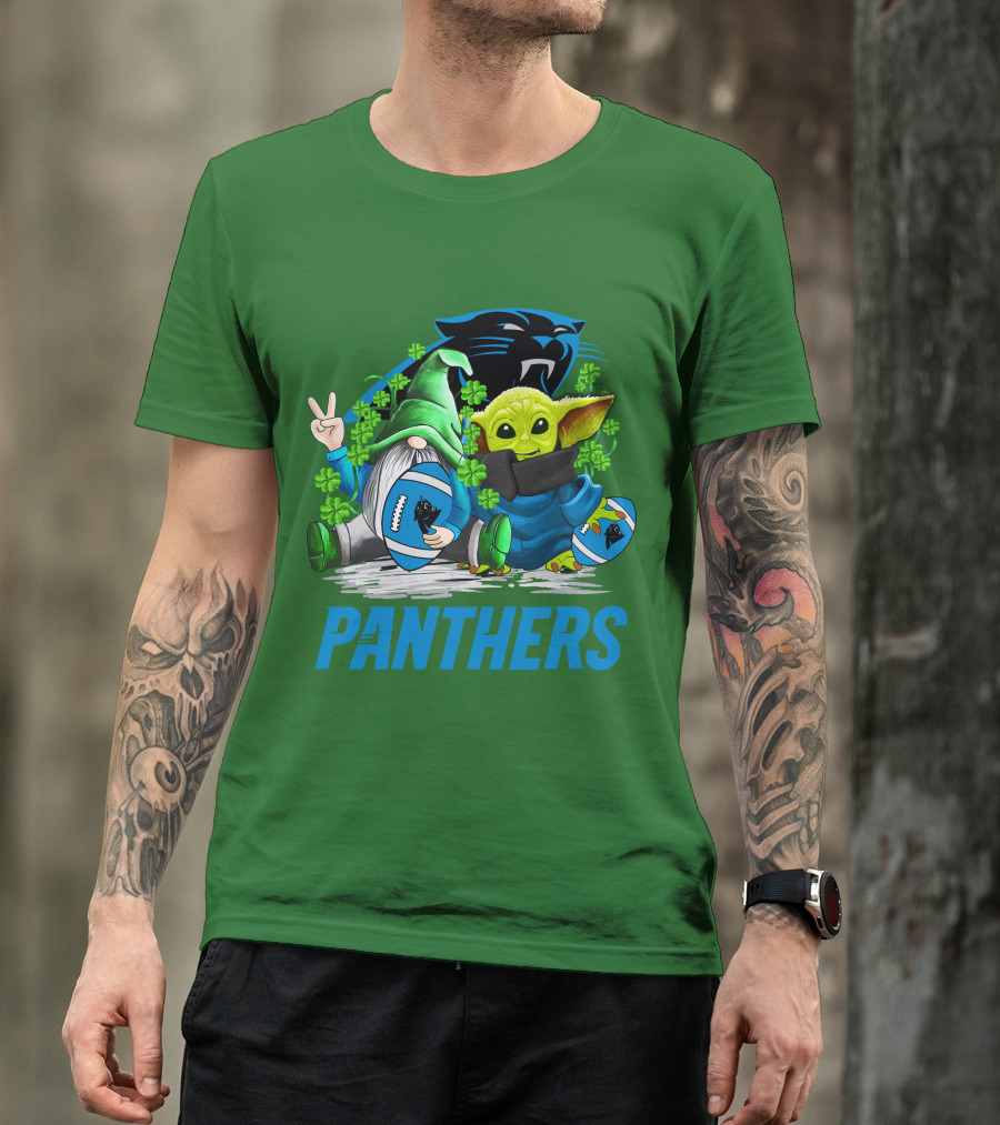 Panthers St. Patrick’s Day Football Gnome And Baby Alien T-Shirt