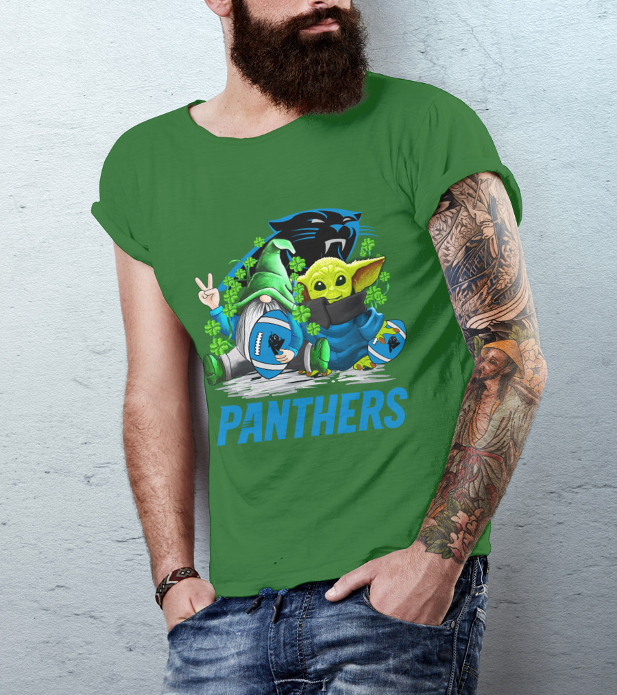 Panthers St. Patrick’s Day Football Gnome And Baby Alien T-Shirt