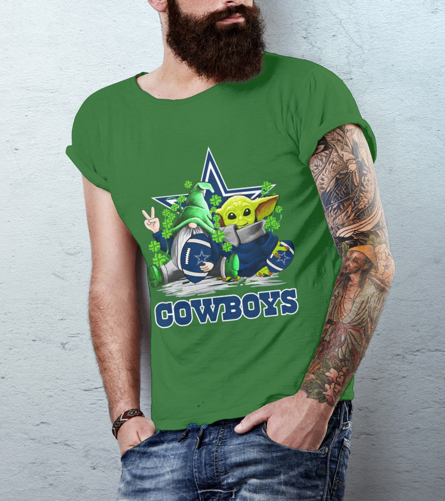 Cowboys Gnome Baby Yoda Football St. Patrick's Day T-Shirt