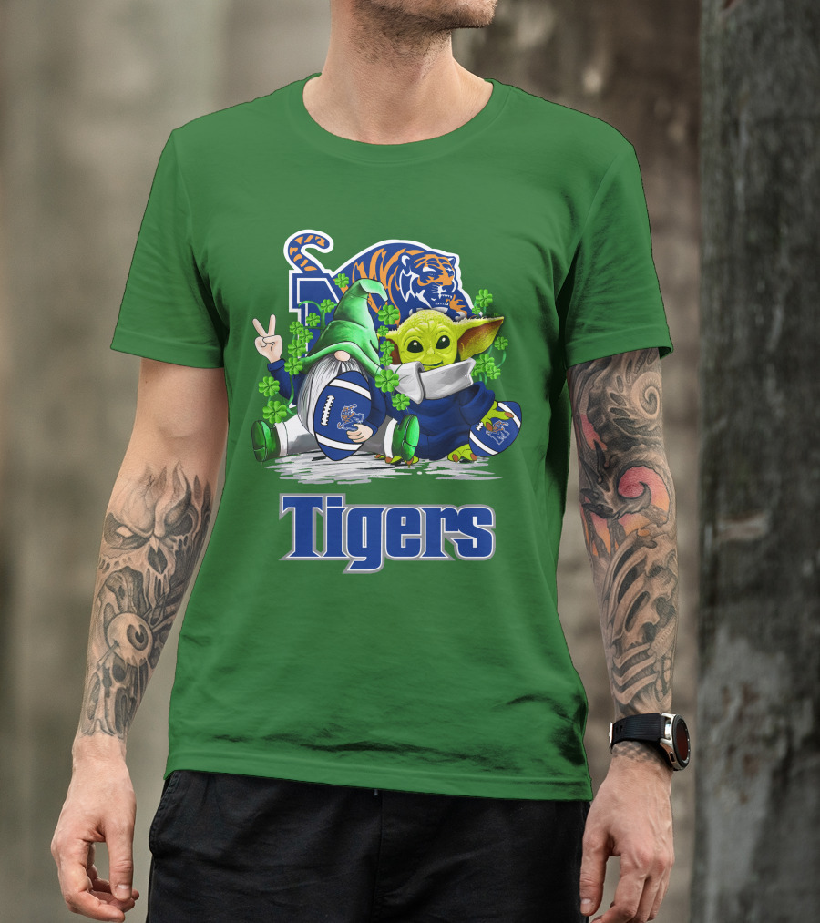 Memphis Tigers Football St. Patrick's Day Gnome And Child Icons T-Shirt