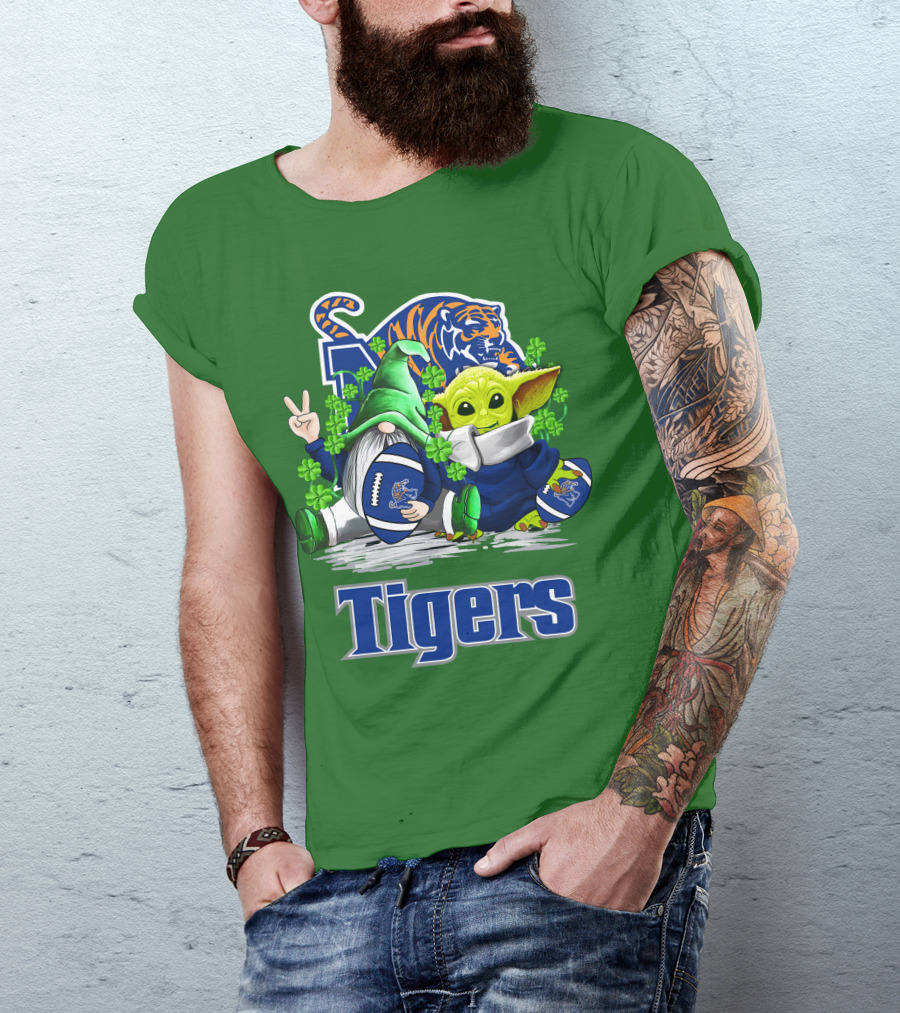 Memphis Tigers Football St. Patrick's Day Gnome And Child Icons T-Shirt