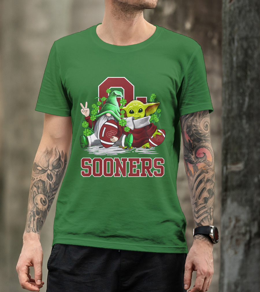Oklahoma Sooners St. Patrick's Day Football Gnome And Alien T-Shirt