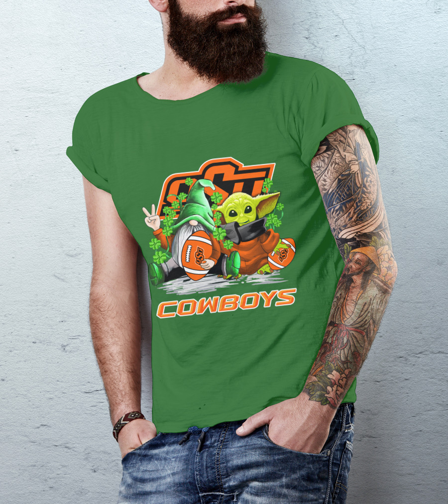 Oklahoma State Cowboys Football St. Patrick’s Day Yoda And Gnome T-Shirt