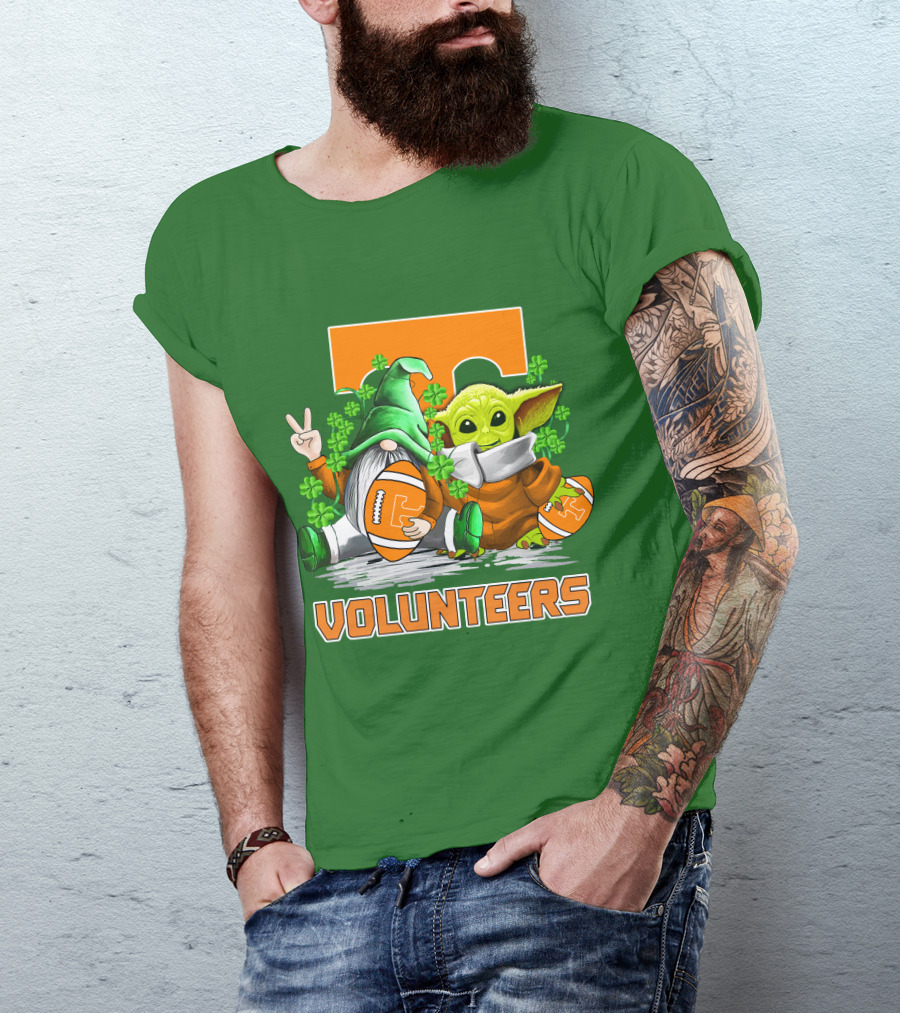 Tennessee Volunteers Football St. Patrick’s Day Gnome And Baby Alien T-Shirt