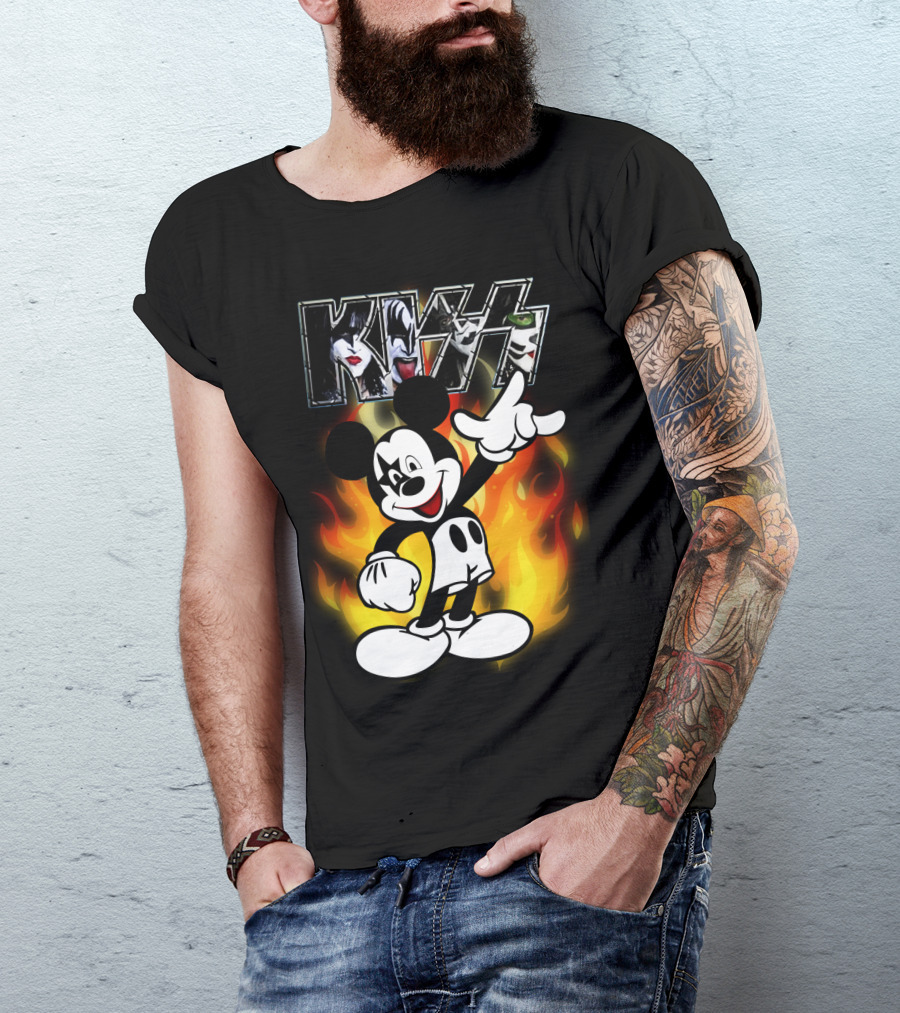 KISS Mickey Mouse Fire T-Shirt