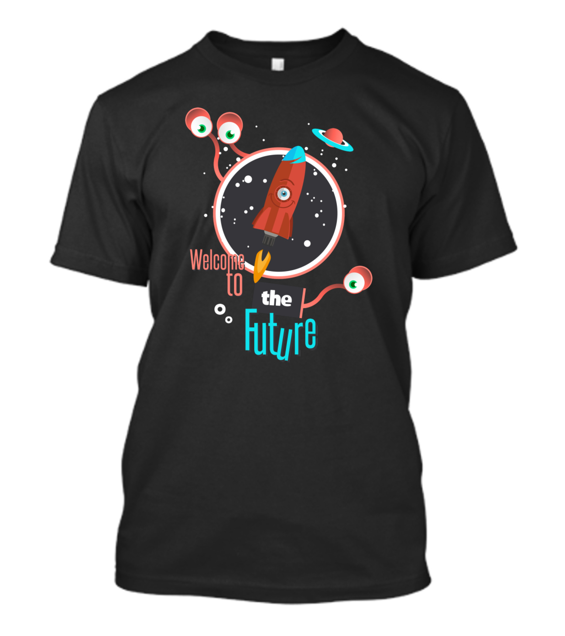 Welcome To The Future With Rocket Space And Aliens T-Shirt