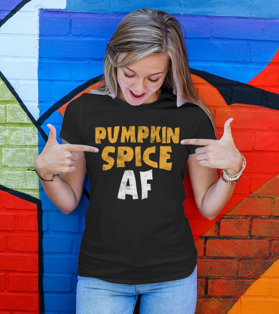 Pumpkin Spice AF Autumn Season Bold Typography T-Shirt