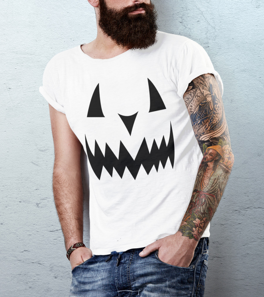 Creepy Pumpkin Monster Face Halloween Ghost T-Shirt