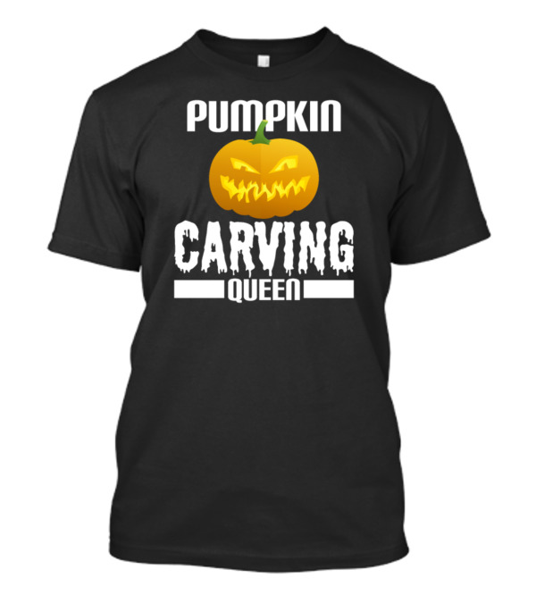 Pumpkin Carving Queen With Grinning Jack-O'-Lantern Face T-Shirt