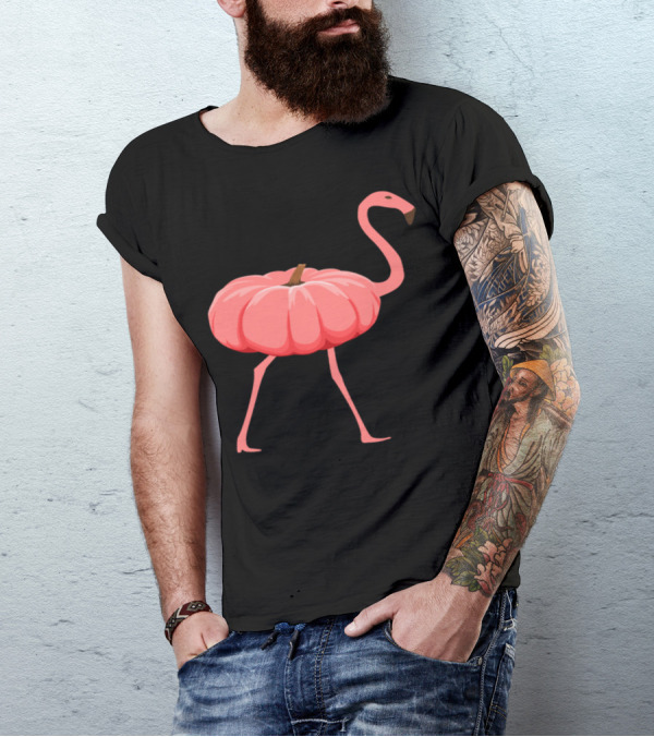 Flamingo Pumpkin Halloween Fusion T-Shirt