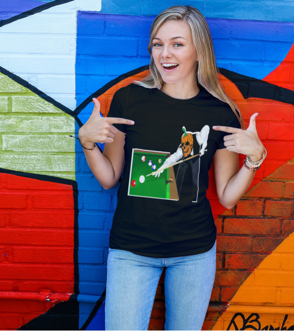 Jack-o'-Lantern Pool Player At Billiards Table T-Shirt