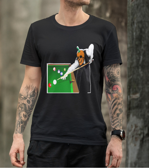 Jack-o'-Lantern Pool Player At Billiards Table T-Shirt
