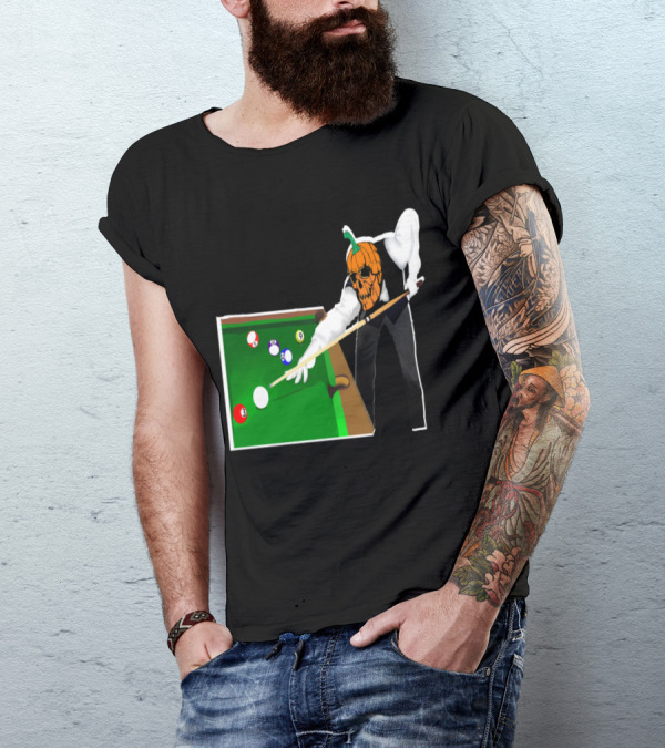 Jack-o'-Lantern Pool Player At Billiards Table T-Shirt