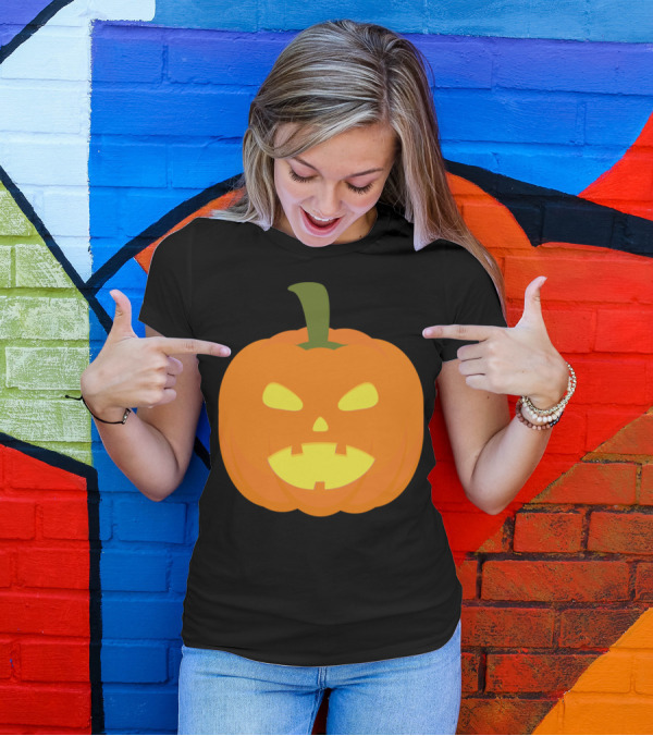 Halloween Pumpkin Jack-O'-Lantern Face With Glowing Light T-Shirt