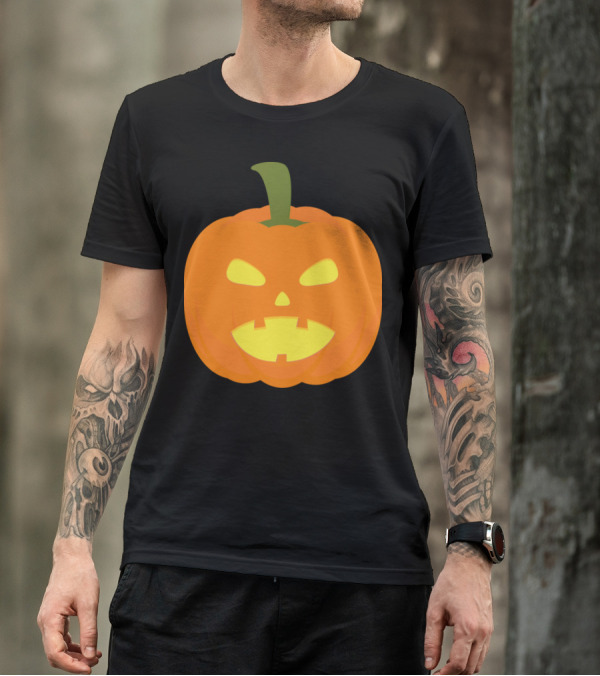 Halloween Pumpkin Jack-O'-Lantern Face With Glowing Light T-Shirt