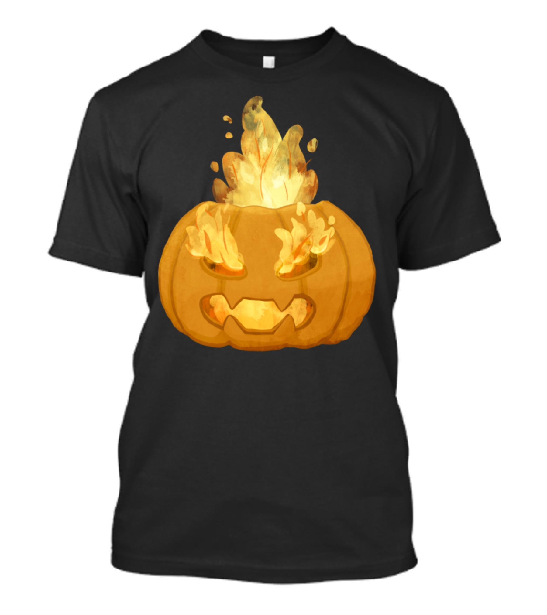 Halloween Pumpkin With Flames And Intense Scary Expression T-Shirt
