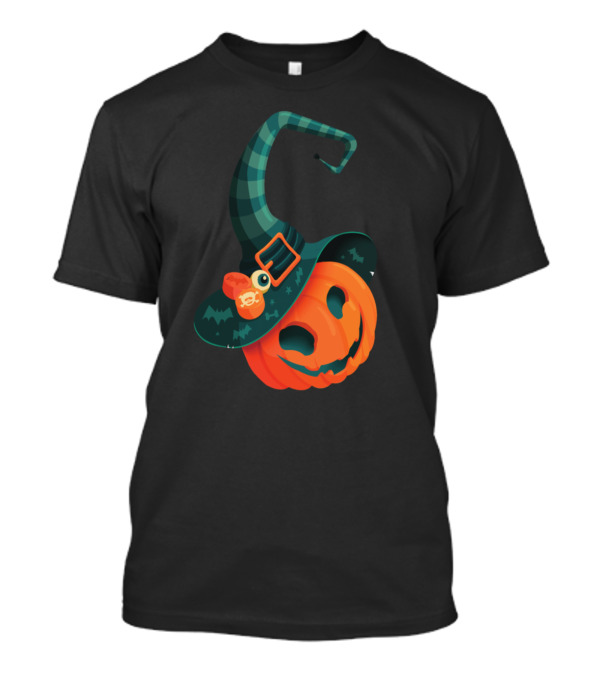 Pumpkin Witch With Green Plaid Hat And Orange Buckle T-Shirt