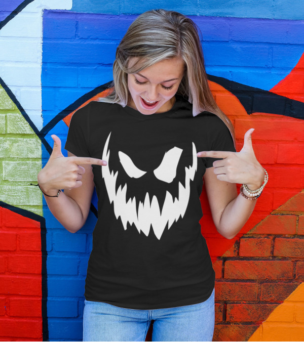 Halloween White Pumpkin Face Creepy T-Shirt