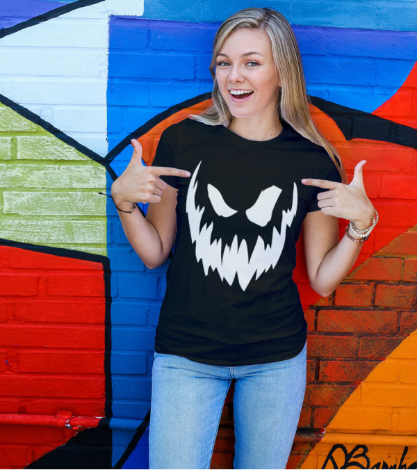 Halloween White Pumpkin Face Creepy T-Shirt