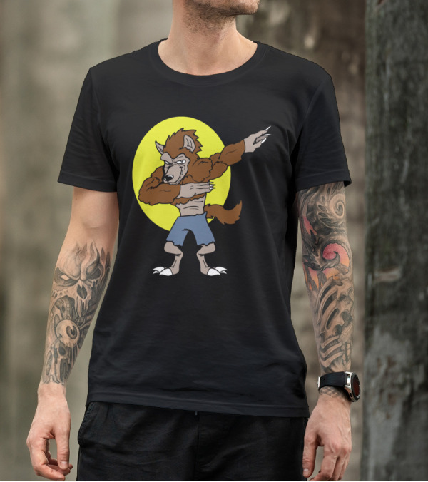 Dabbing Werewolf Halloween Monster On Full Moon T-Shirt