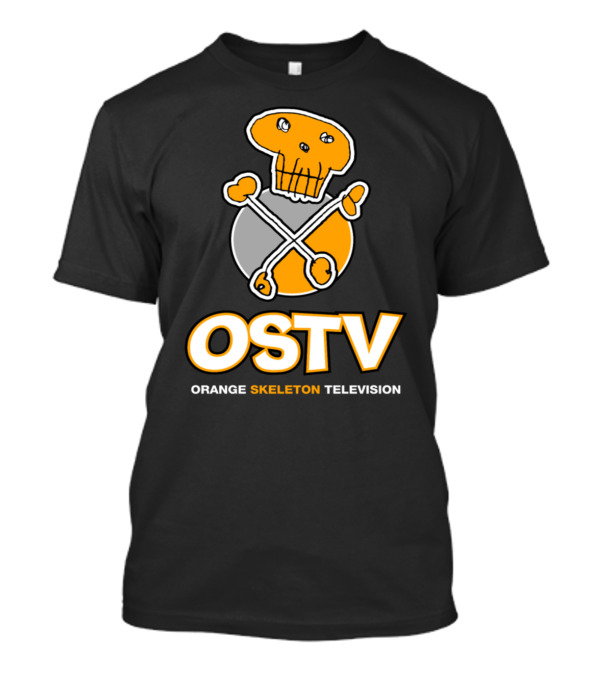 OSTV Orange Skeleton Television Skull And Crossbones T-Shirt