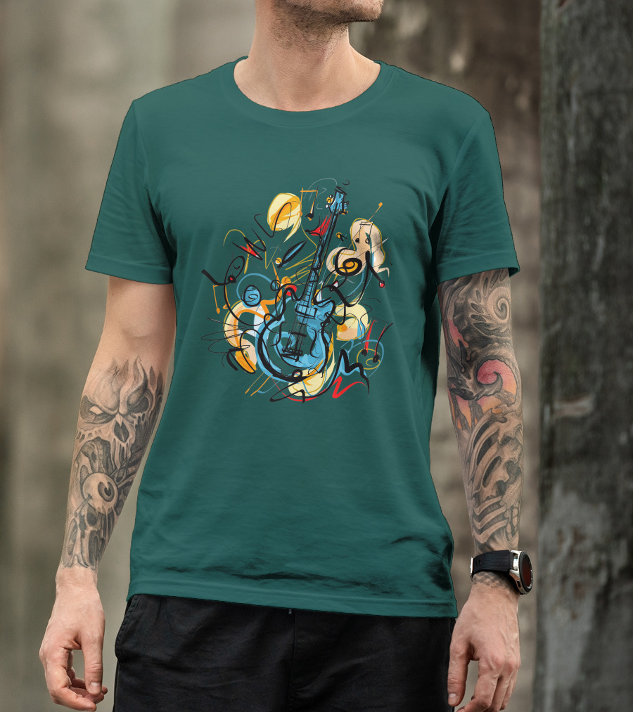 Guitar Music Love Vibrant Abstract Composition T-Shirt