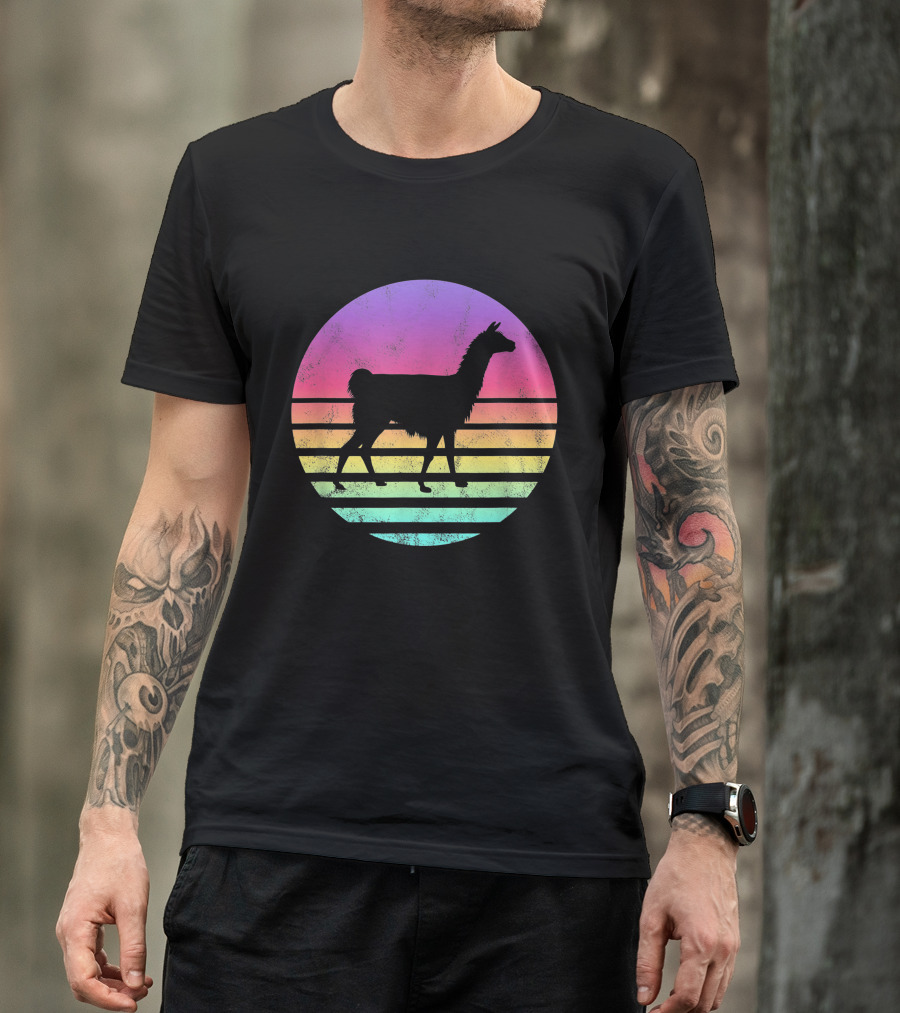 Classic Llama Retro Sunset T-Shirt