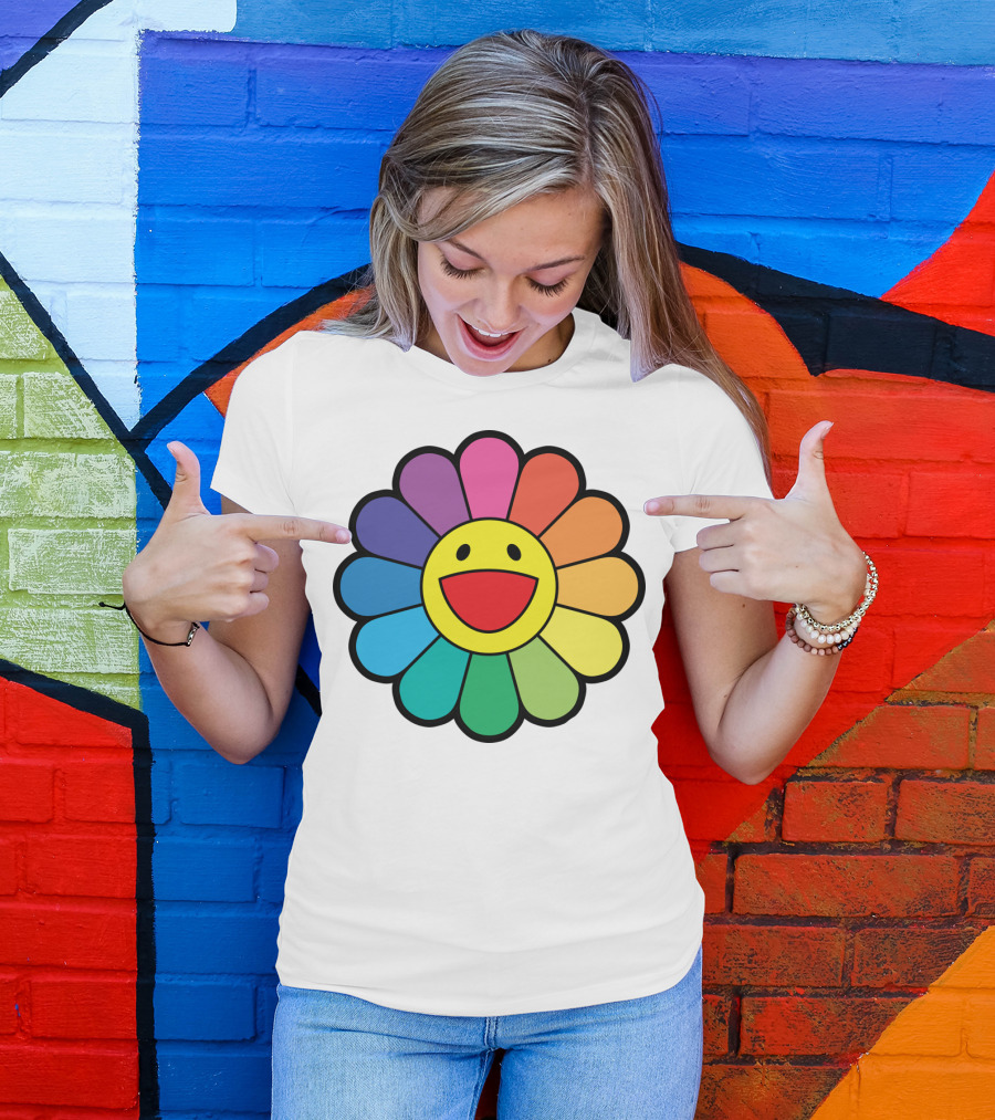 Takashi Murakami Smiling Flower Rainbow Colors T-Shirt