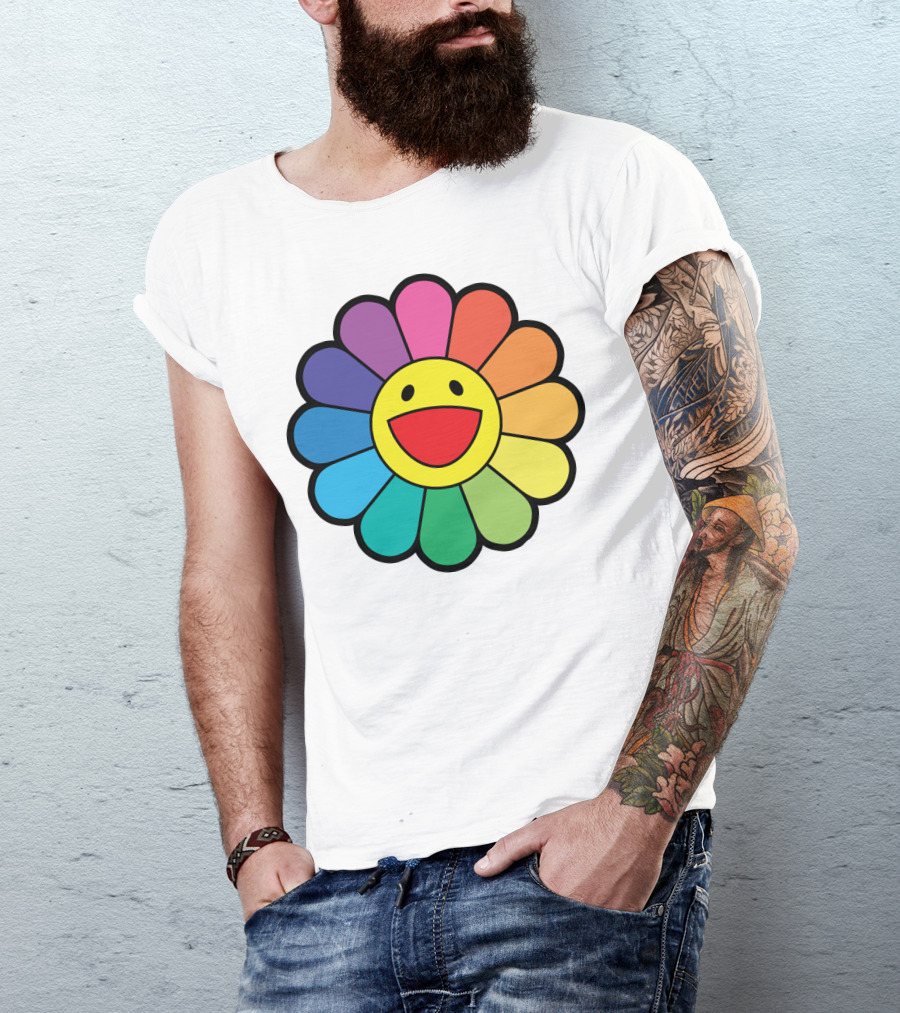 Takashi Murakami Smiling Flower Rainbow Colors T-Shirt