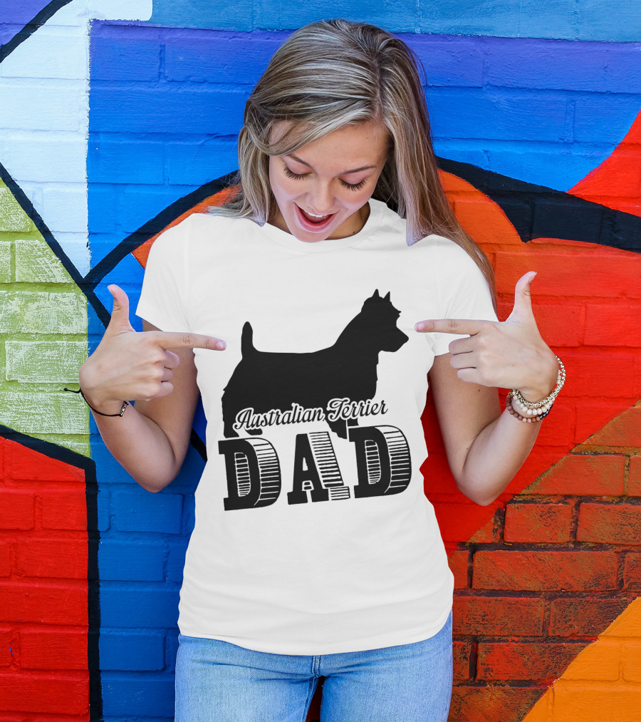 Australian Terrier Dog Silhouette Dad T-Shirt