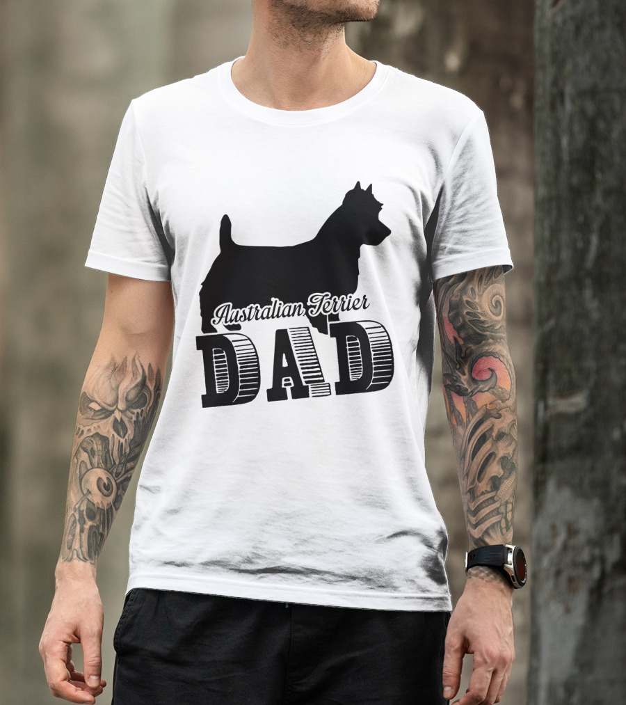 Australian Terrier Dog Silhouette Dad T-Shirt