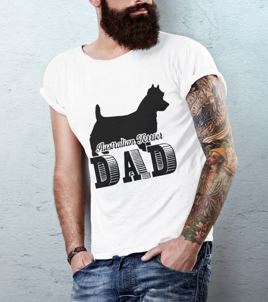 Australian Terrier Dog Silhouette Dad T-Shirt