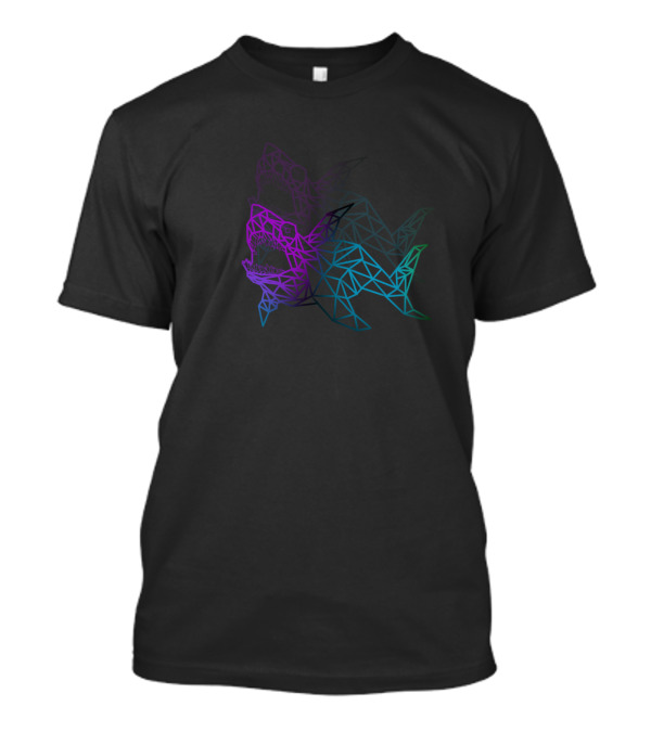 Shaoes Within Shark Geometric Gradient Poly Art Transparent Overlay T-Shirt