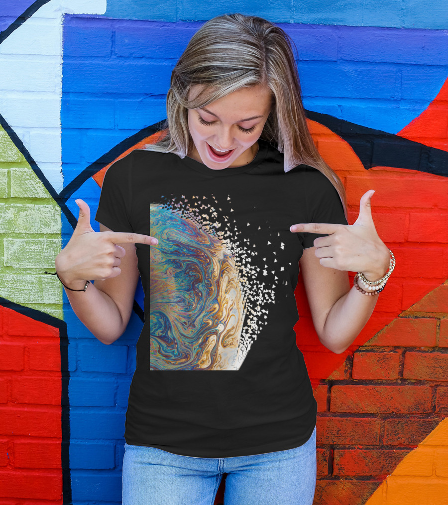 Dissipation Of A Marbled Liquid Planet With Fragmenting Triangle T-Shirt