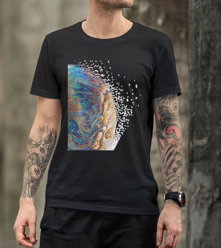 Dissipation Of A Marbled Liquid Planet With Fragmenting Triangle T-Shirt