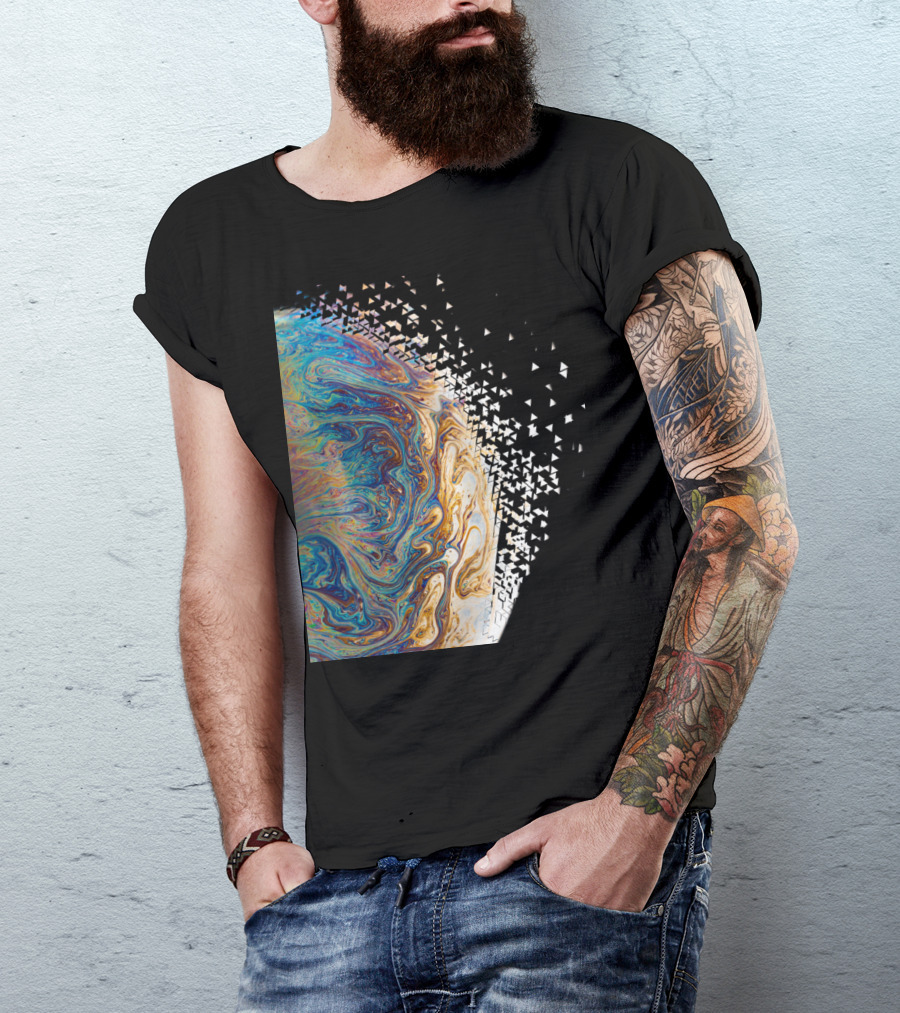 Dissipation Of A Marbled Liquid Planet With Fragmenting Triangle T-Shirt