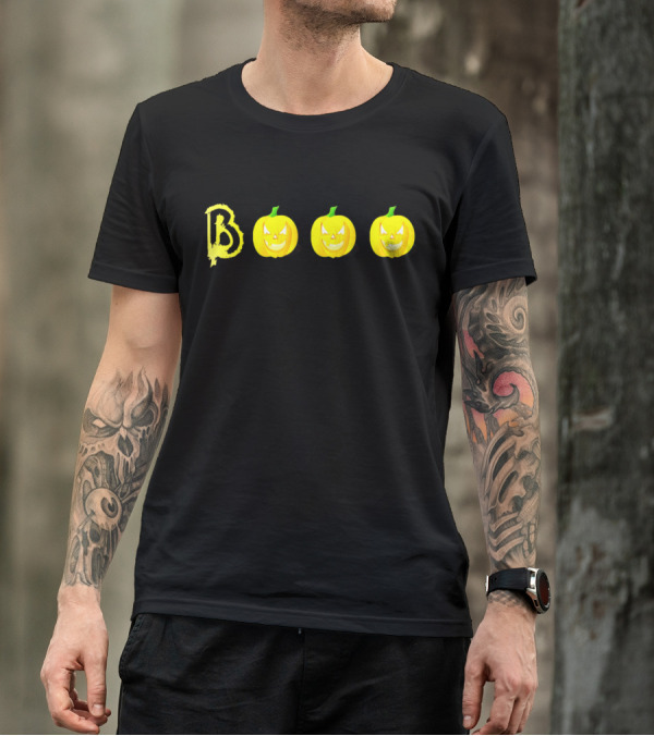 Yellow BOOO With Pumpkins Halloween T-Shirt