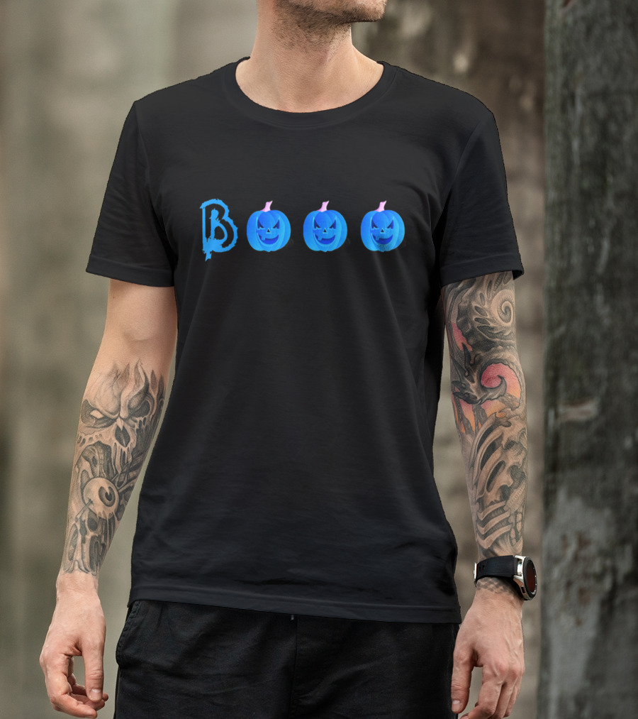 BOOO With Halloween Blue Pumpkins Jack-o'-Lanterns T-Shirt