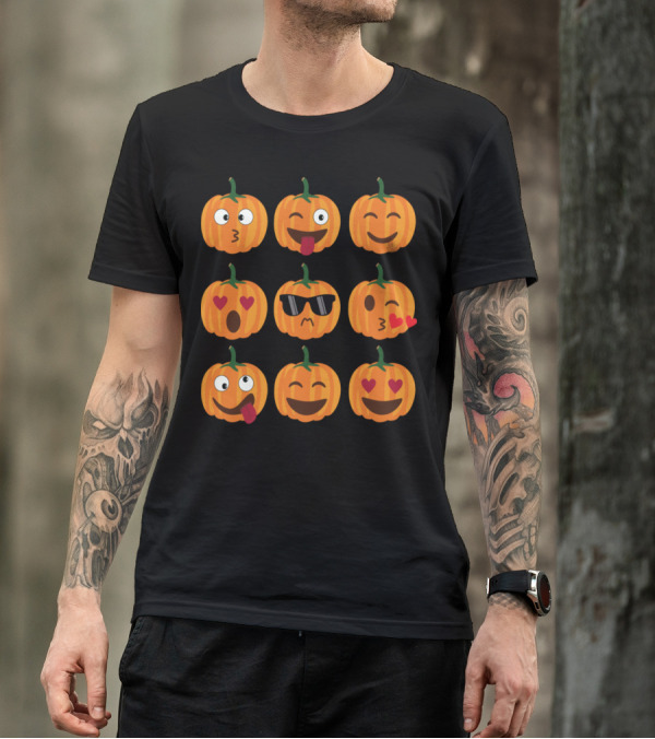 Expressions Of The Cute Scary Pumpkins Emojis T-Shirt
