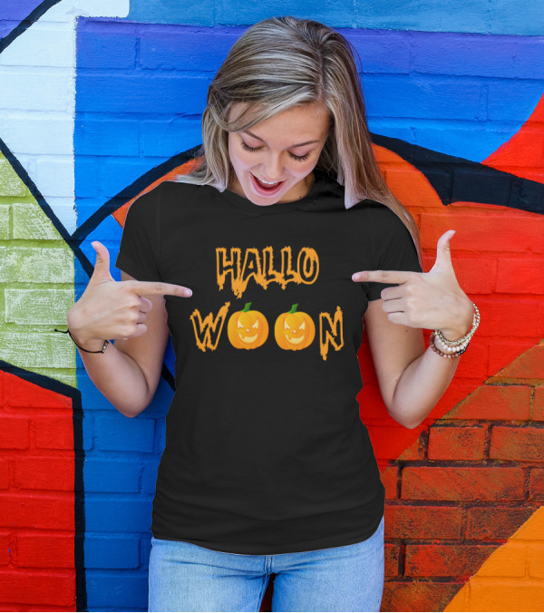 Halloween Pumpkins In Orange Text T-Shirt