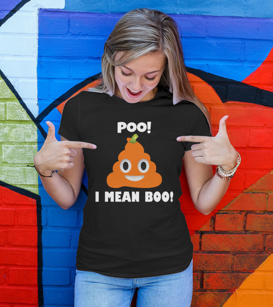 Poo I Mean Boo Emoji Pumpkin Halloween Joke T-Shirt